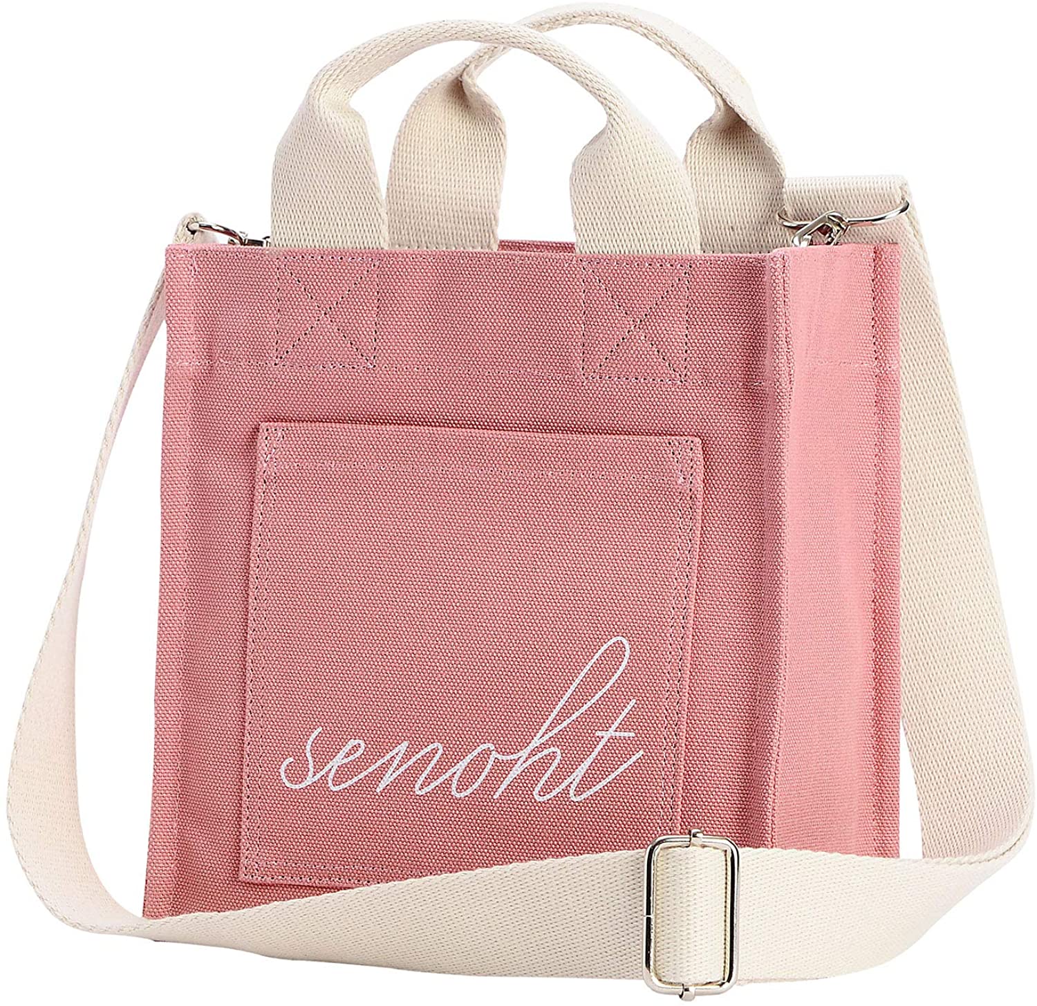 Price:$37.90    Senoht Small Cute Canvas Tote Bag-Women Vegan Purse Handbag Shoulder Crossbody (Pink)  Clothing