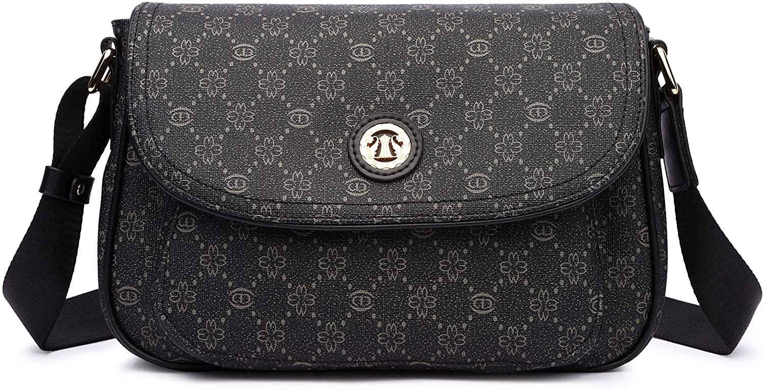 Price:$17.99 Malirona Women Artificial Leather Stylish Crossbody Bag Purses, Fashion Shoulder Bag with Magnetic Closure (Black)  Handbags   