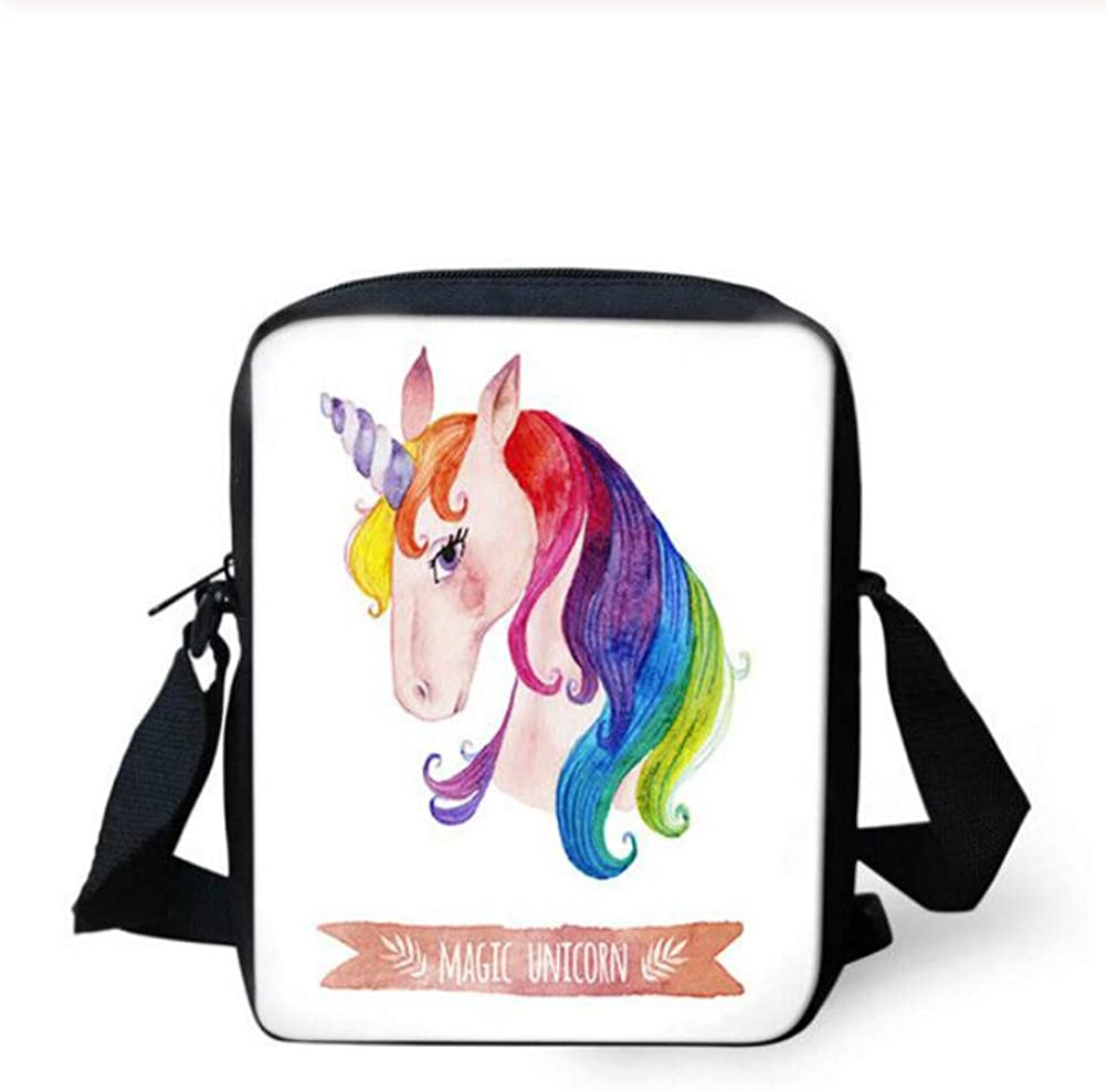 Price:$9.99 Canvas Unicorn Crossbody Messenger Bag Cute Small Shoulder Handbag for Women Girls Kids  Handbags   