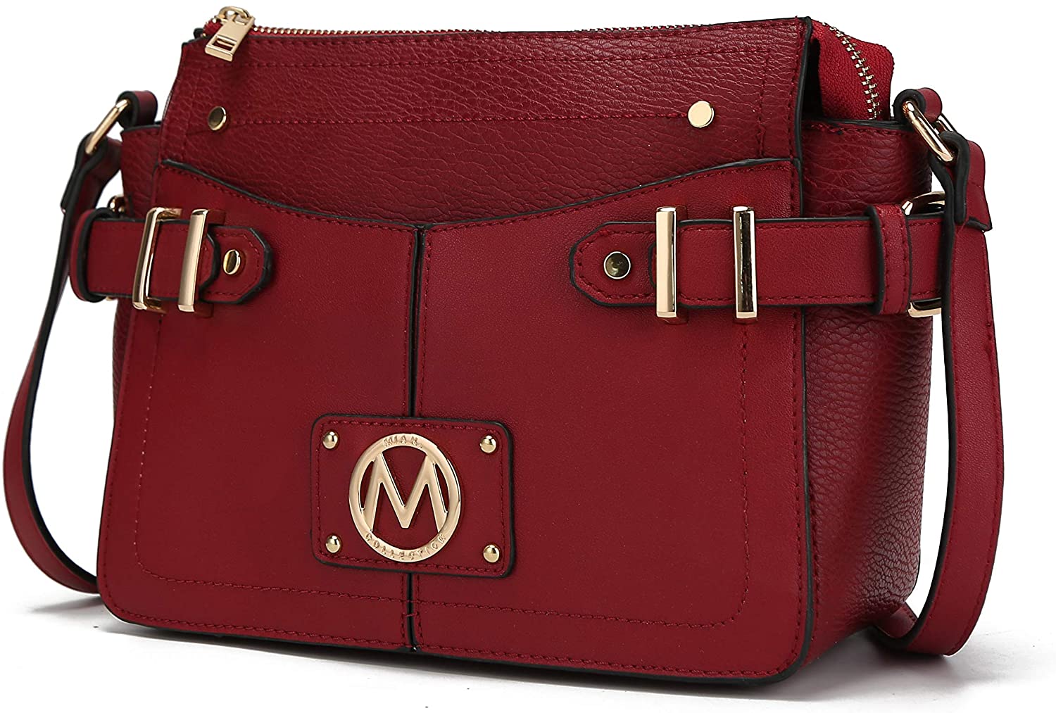 Price:$29.99 MKF Crossbody Bags for Women – PU Leather Lady Pocketbook Handbag – Side Messenger Purse, Shoulder Strap Wine  Handbags   