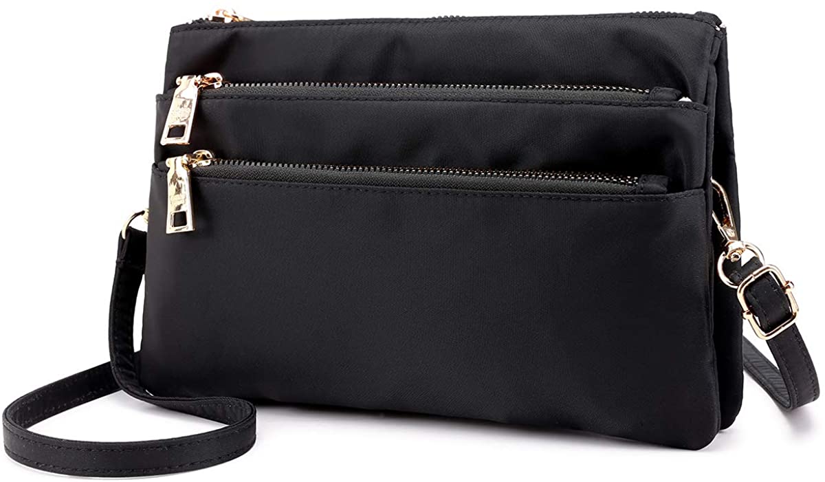 Price:$14.99 Collsants Small Nylon Crossbody Purse for Women Mini Nylon Travel Shoulder Bag Multi Zipper Pockets  Handbags   