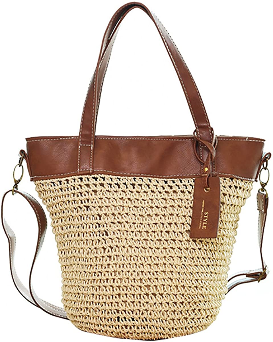 Price:$19.99    JOSEKO Straw Handbag for Women, Weaving Shoulder Bag Outdoor Casual Cross Body Bag Top Handle Satchel  Clothing