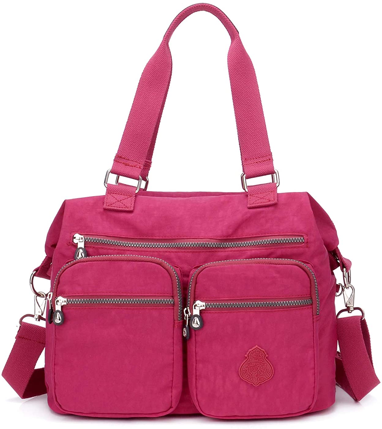 Price:$20.39    Women's Water-resistant Nylon Top Handle Handbag Large Travel Totes,Crossbody Shoulder Bag (Purplish Red)  Clothing