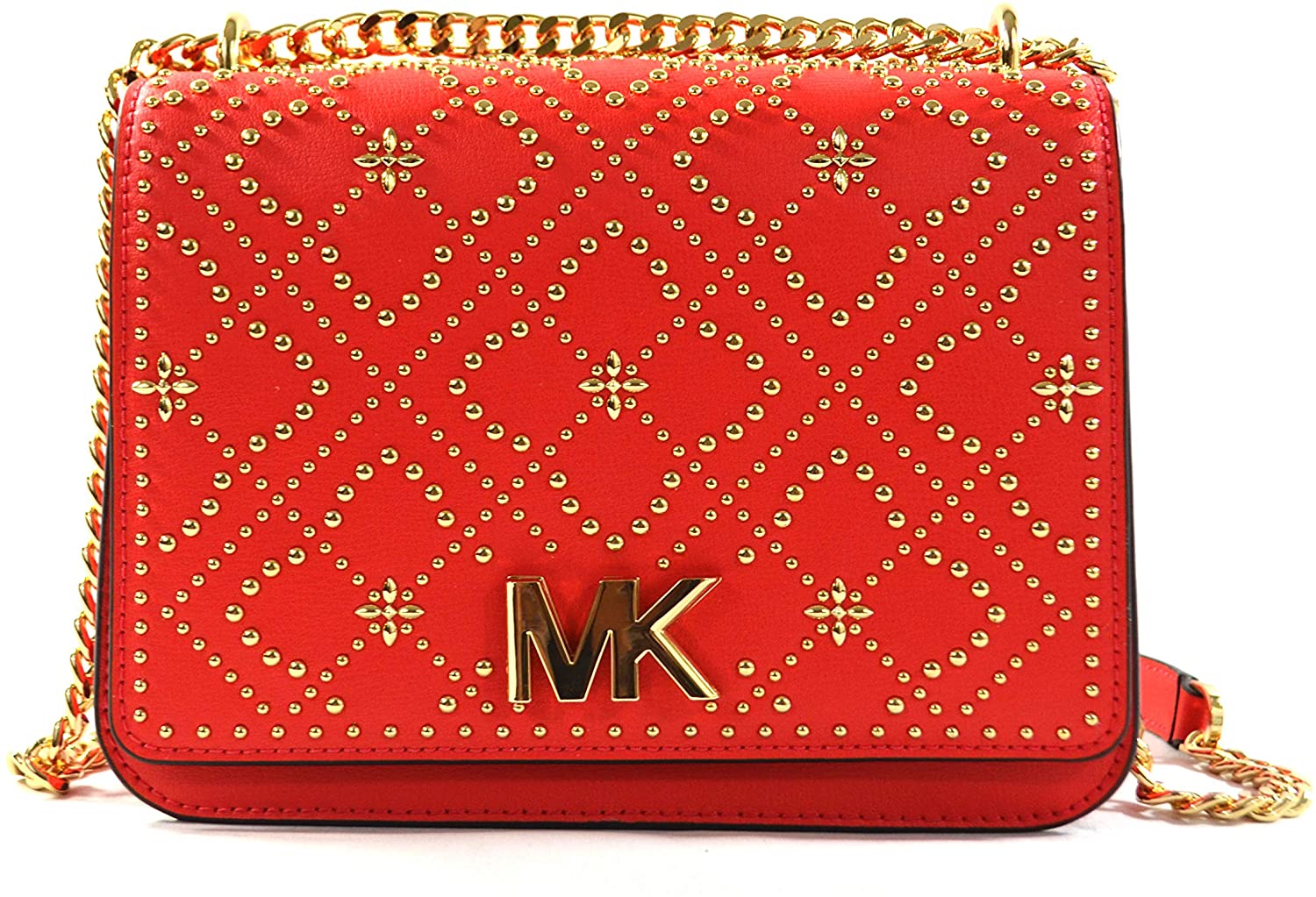 Price:$169.99 Michael Kors Women's Istanbul Mott Leather Large Chain Shoulder Bag Purse Handbag (Coral Reef)  Handbags   