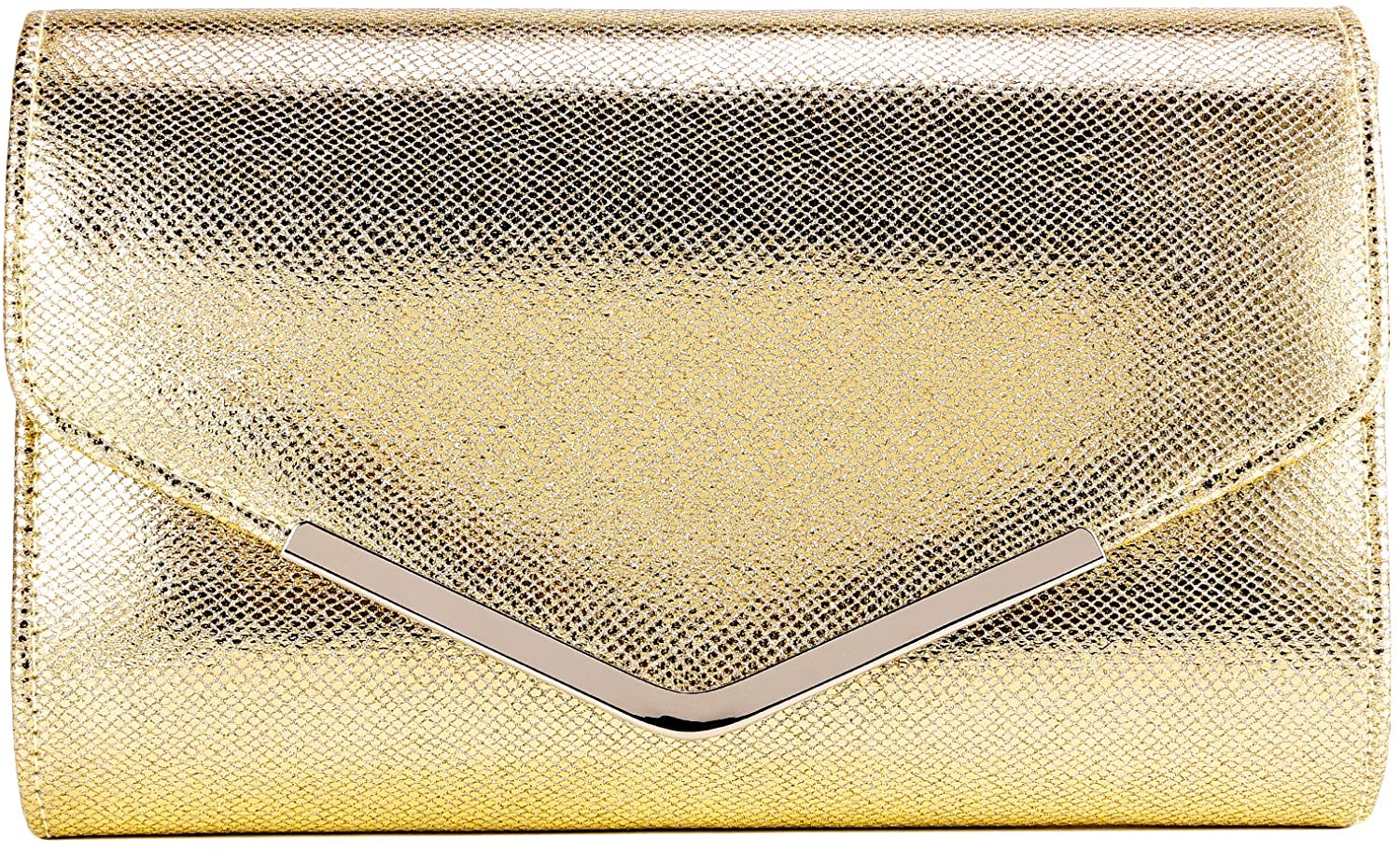 Price:$13.99 Anladia Womens Evening Clutch Bridal Prom Handbag Shoulder Bag Wedding Purse Party Bag (Gold)  Handbags   