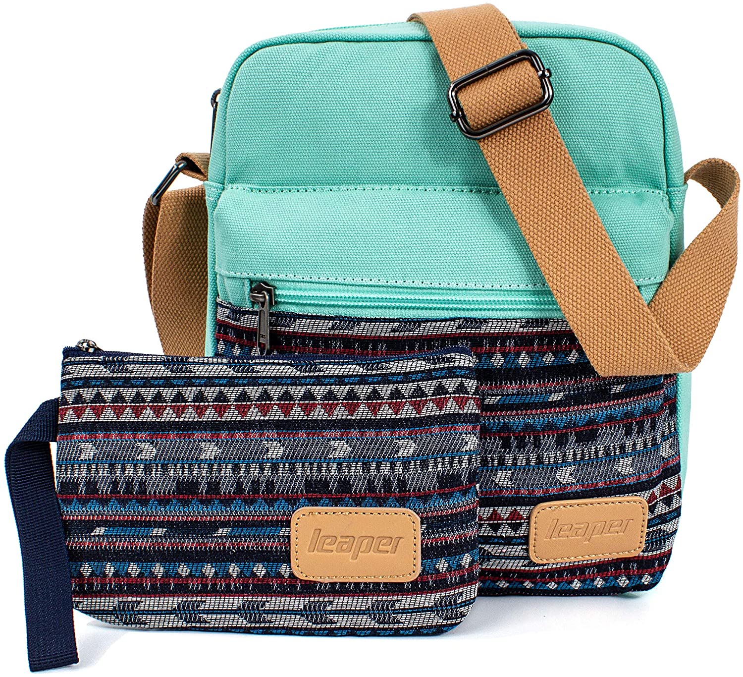 Price:$13.99   | Leaper Small Canvas Messenger Bag Crossbody Bag Purse Set Water Blue [A3] | Luggage & Travel Gear