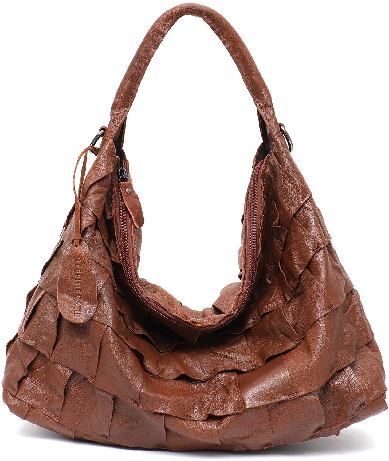 Price:$110.32    Genuine Leather Women's Shoulder Bag STEPHIECATH Large Casual Soft Real Leather Skin Tote Vintage Snap Basket Carry Bag (TAN) (SMALL, BROWN)  Clothing