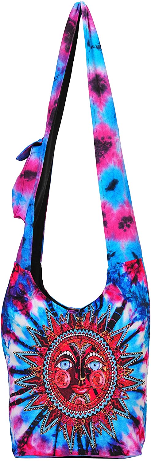 Price:$28.99    The Collection Royal Tie Dye Cotton Sling Crossbody Shoulder Graphic Hobo Bag  Clothing