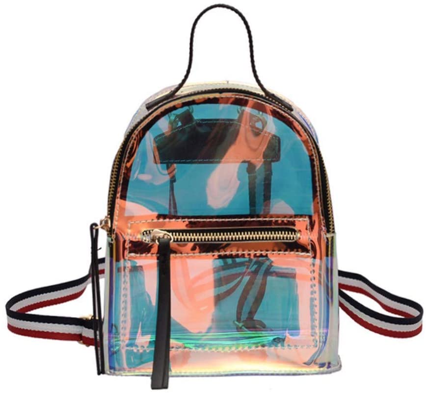 Price:$34.29    Women Glitter Holographic Backpack Transparet Rainbow Crossbody Shoulder Bag Daypack  Clothing