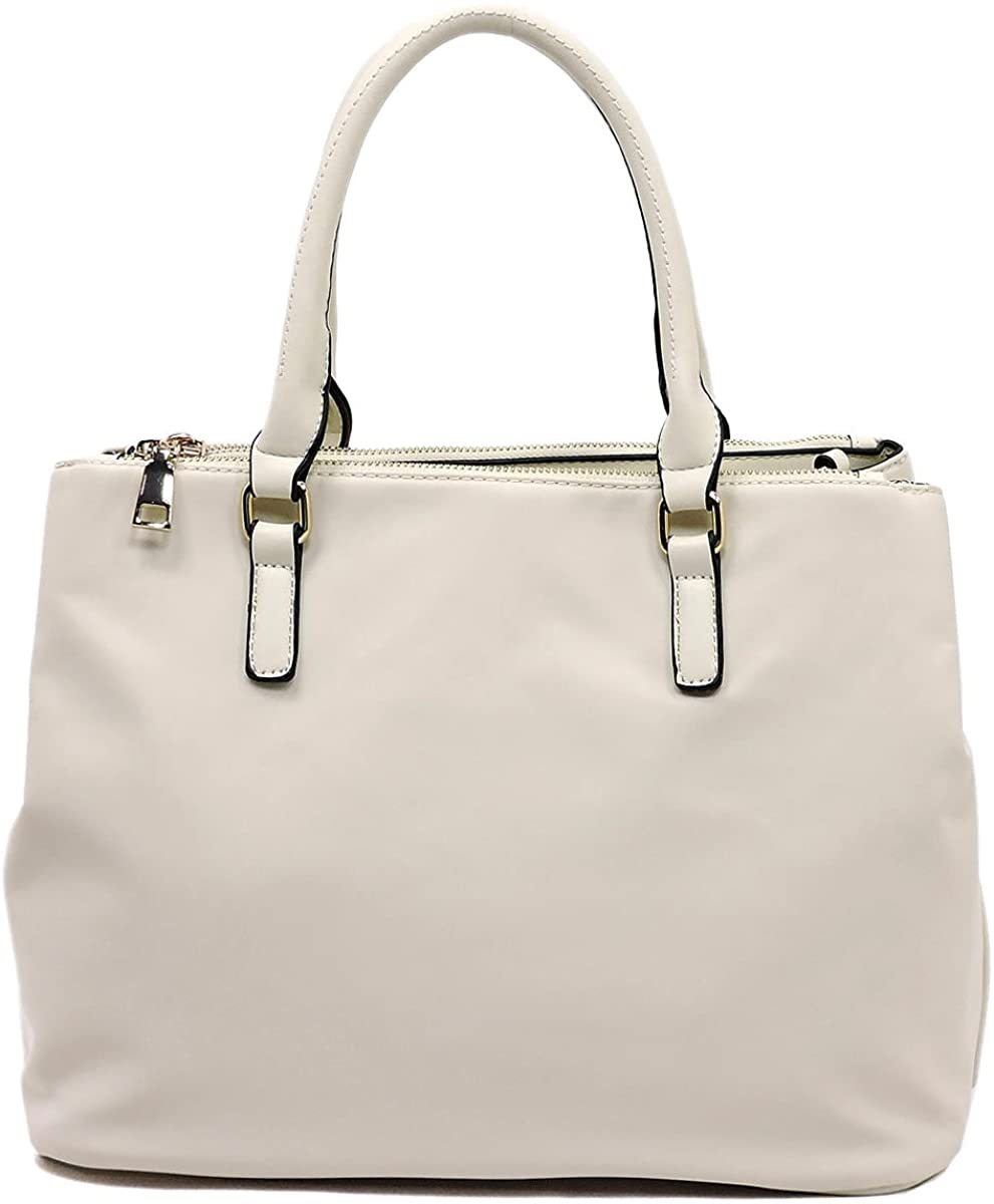 Price:$39.95    Isabelle Nylon Multi Compartment Satchel Handbag (Beige)  Clothing