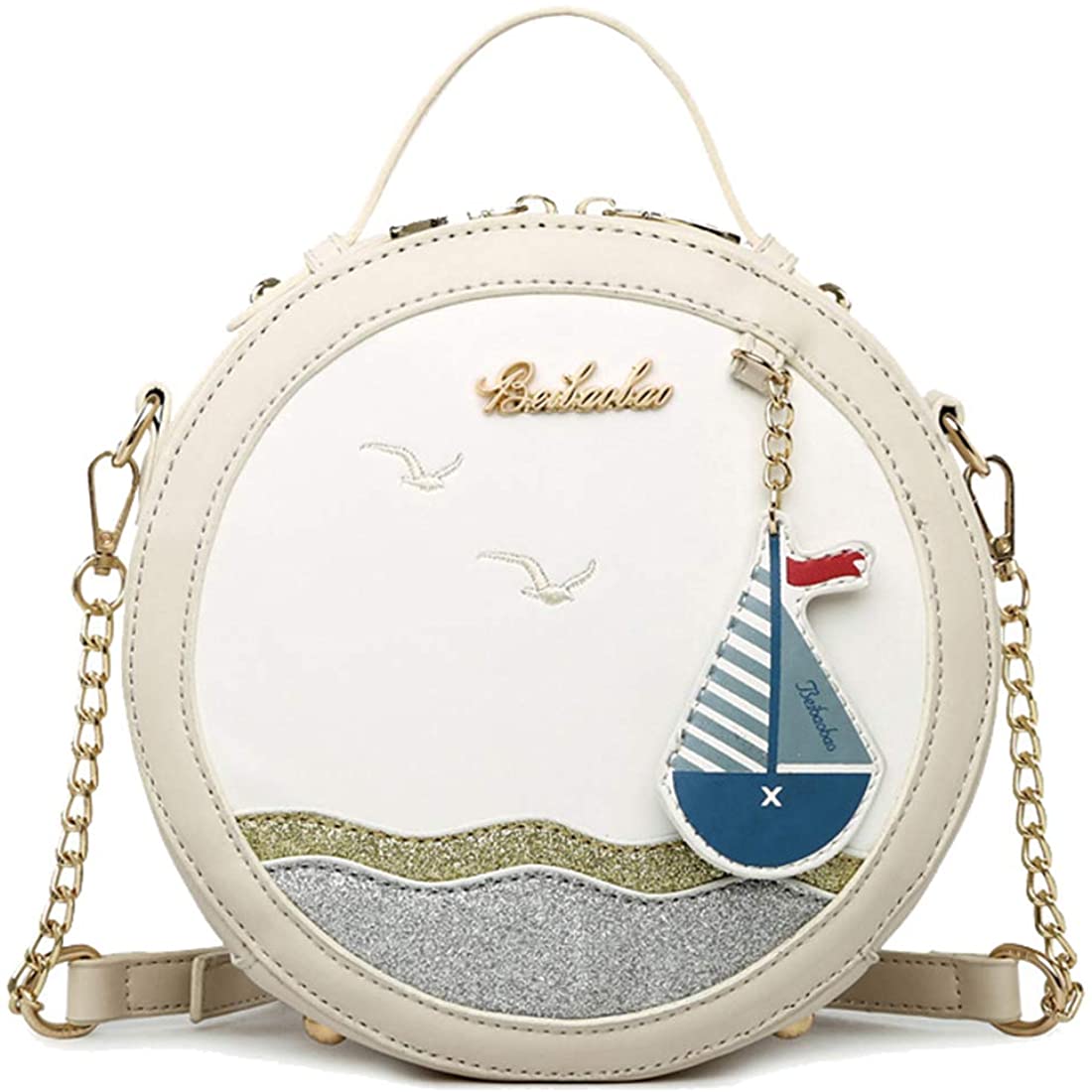 Price:$25.99 JHVYF Women Pu Leather Crossbody Bag Over the Shoulder Purses Handbags FC-White  Handbags   
