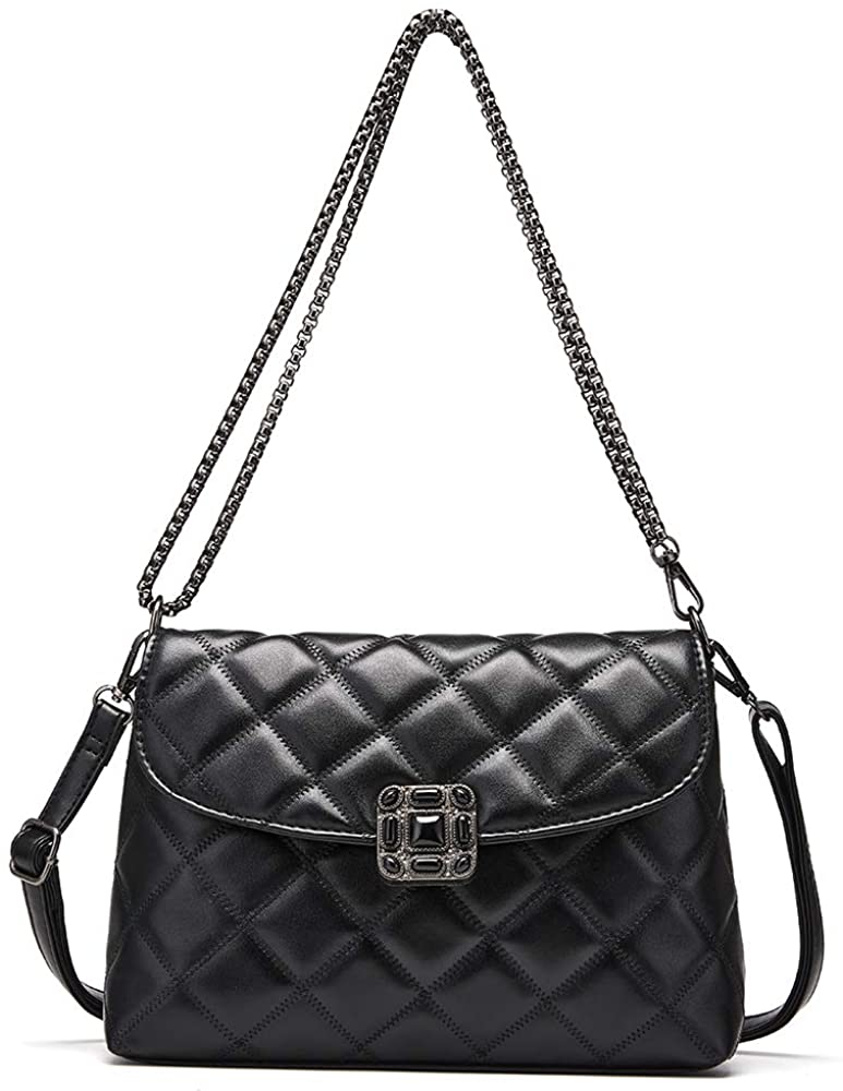 Price:$22.99    Quilted Purse Crossbody Messenger Bag for Womens Small With Chain Strap Leather  Clothing