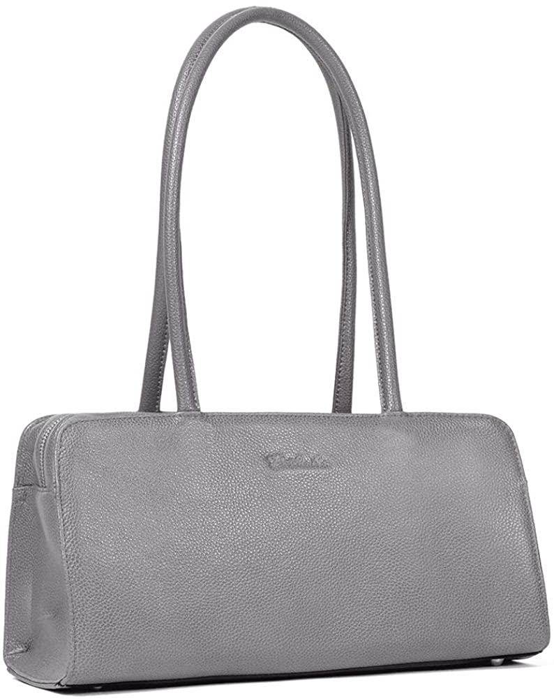 Price:$59.99    BOSTANTEN Women Designer Handbags Genuine Soft Leather Top Handle Purses and Handbags Satchel Shoulder Bag Grey  Clothing