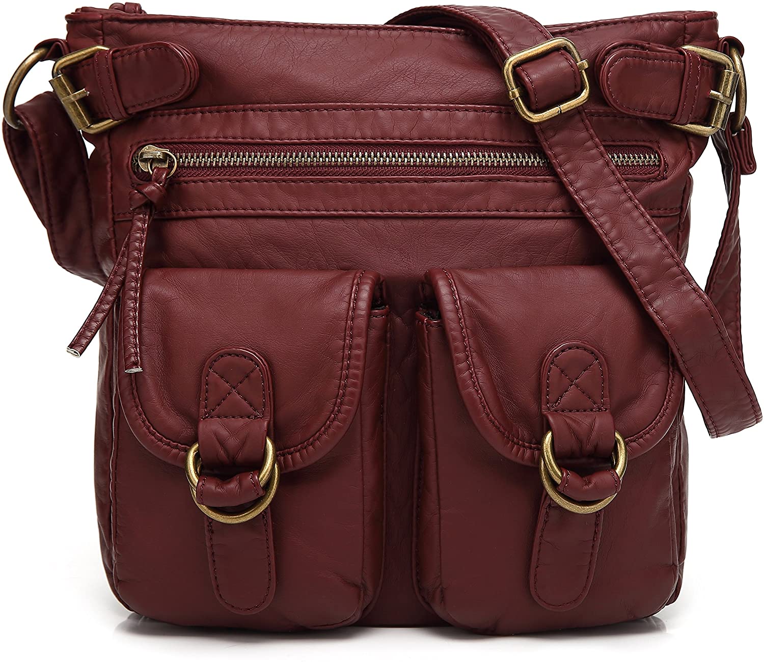 Price:$24.99 Scarleton Large Crossbody Shoulder Bag for Women, Ultra Soft Washed Vegan Leather, Burgundy, H199820  Handbags   