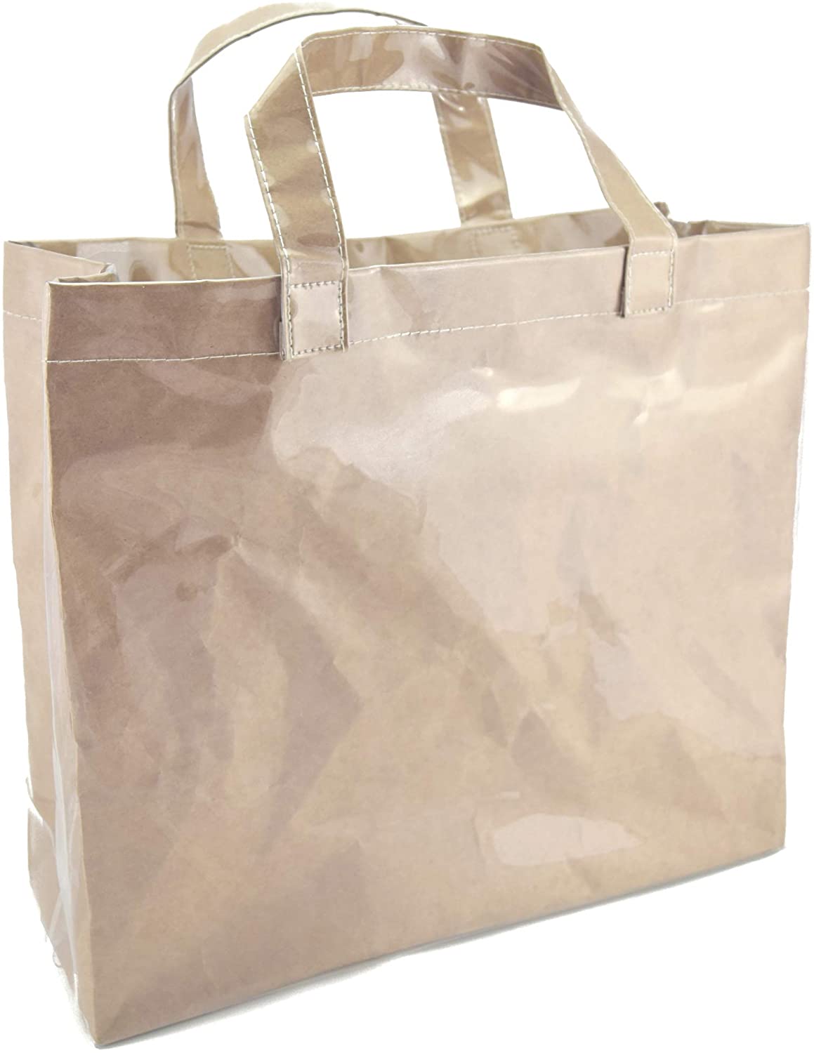 Price:$17.99 Elegantday Transparent PVC Kraft Paper Handbag Waterproof Shopping Bag Women Men Fashion Tote Shoulder Bag (Blank)  Handbags   