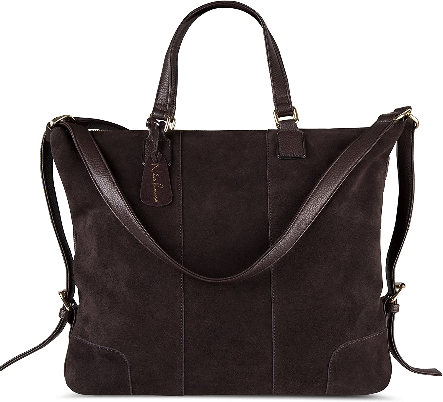 Price:$37.99    Nico Louise Women Real Split Suede Leather Shoulder Tote Bag Female Large Leisure Handbag (Coffee)  Clothing