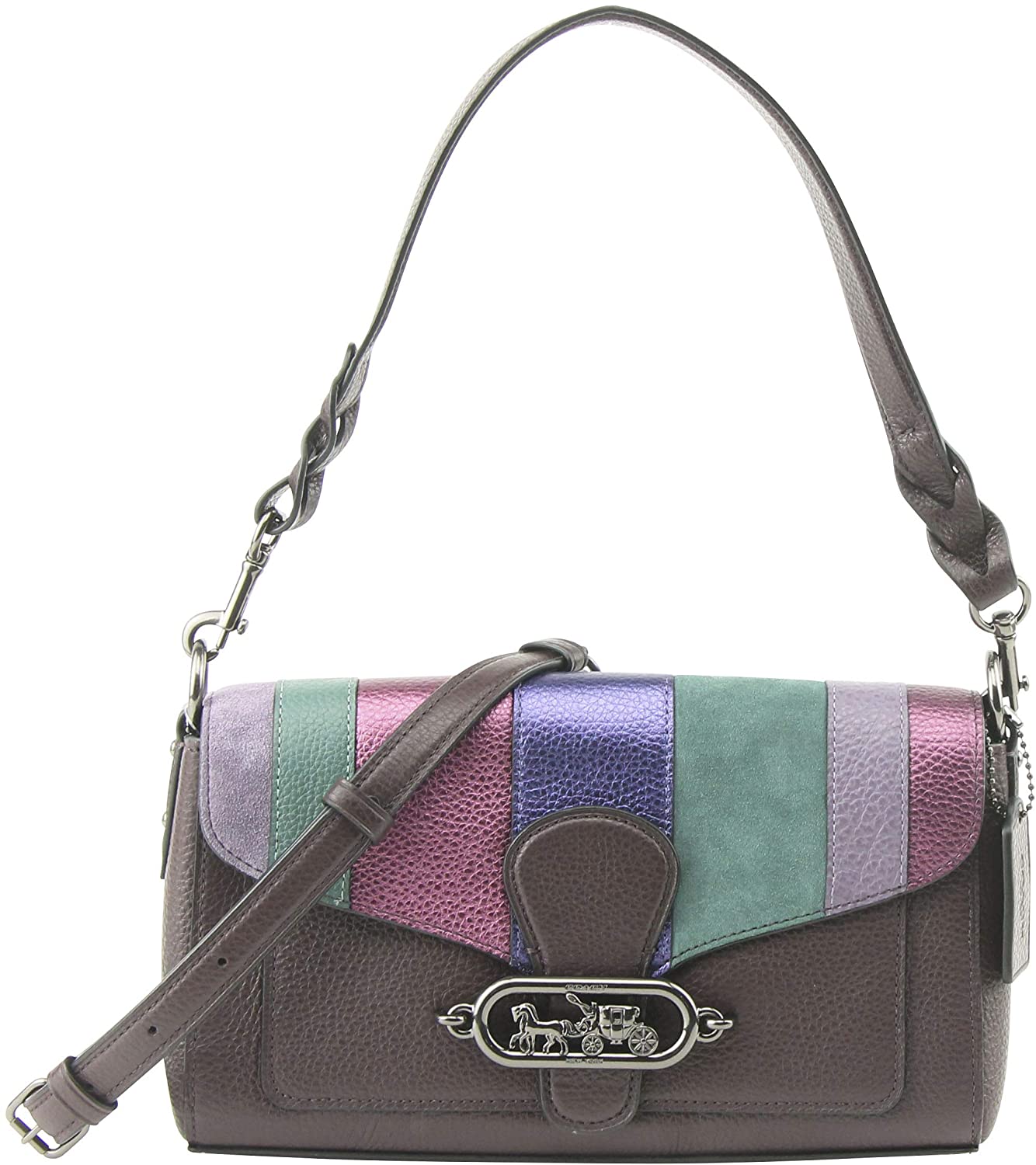 Price:$203.00 Coach Women's Small Jade Leather Shoulder Bag Piecing Cross-body in Oxblood Multi, Style 91095  Handbags   
