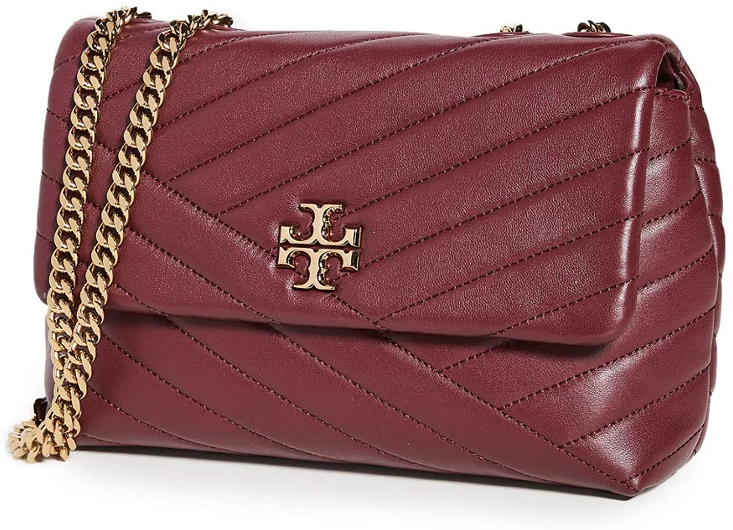 Price:$458.00 Tory Burch Women's Kira Chevron Small Convertible Shoulder Bag, Imperial Garnet, Red, One Size  Handbags   