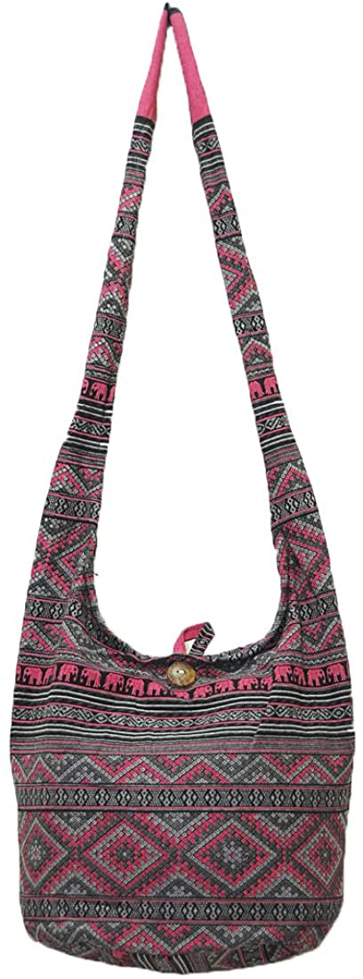 Price:$15.99    Thai Hippie Hobo Sling Crossbody Shoulder Bag Purse Handmade Zip Ethnic Elephant Cotton Gypsy Boho Messenger Medium (M124)  Clothing