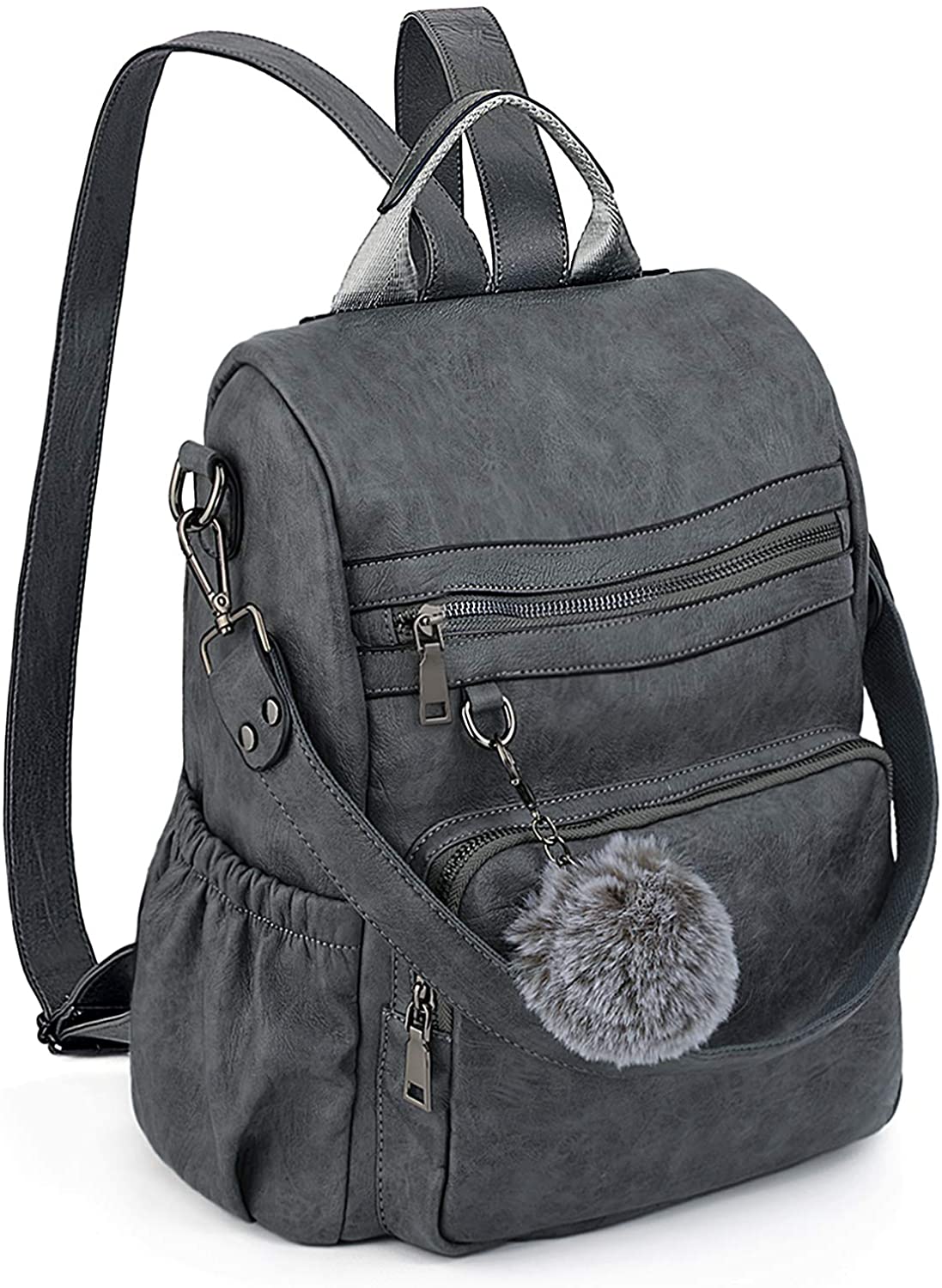 Price:$34.99    Anti-Theft Convertible Backpack Purse for Women UTO 3 Ways Rucksack PU Leather Shoulder Bag B Grey  Clothing