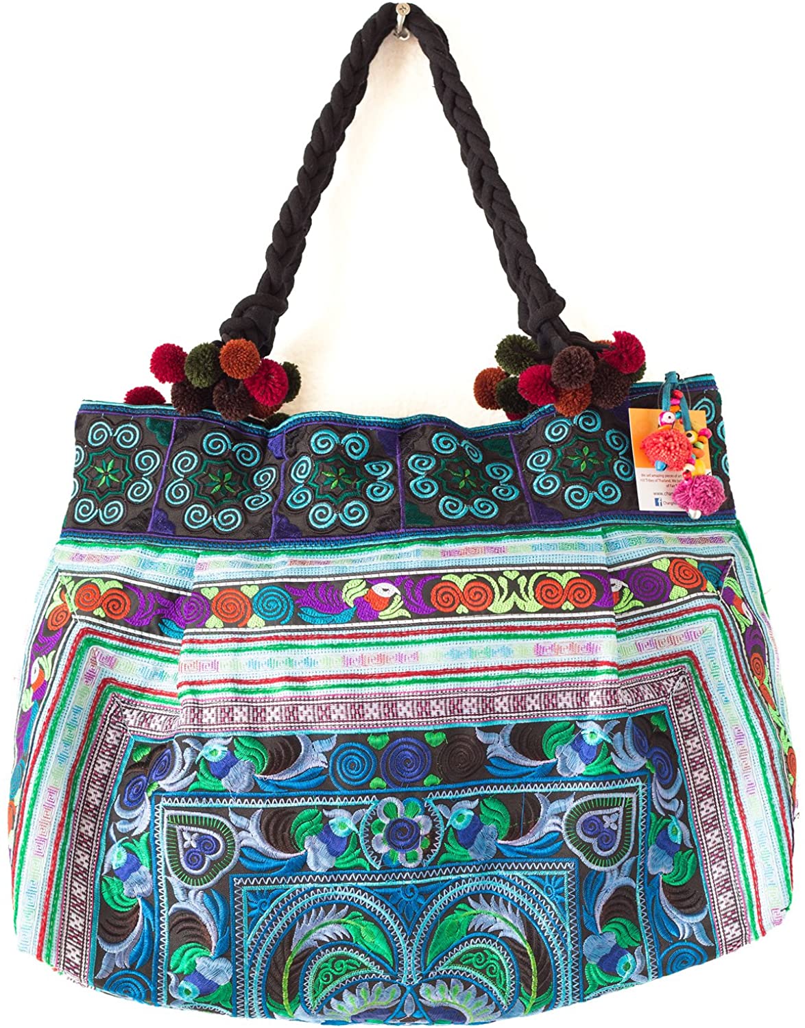 Price:$39.99    Changnoi Hill Tribe Tote Bag Hmong Embroidered Fabric Large Size Thai Fair Trade  Clothing