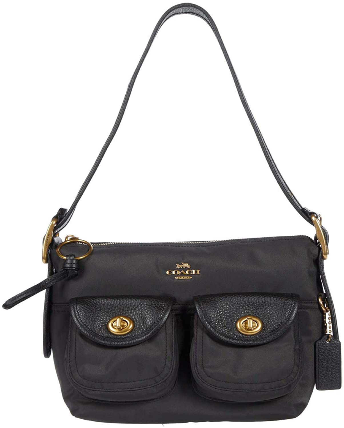 Price:$195.00 COACH Nylon Vintage Rose Print Interior Cargo Shoulder Bag 23 B4/Black One Size  Handbags   