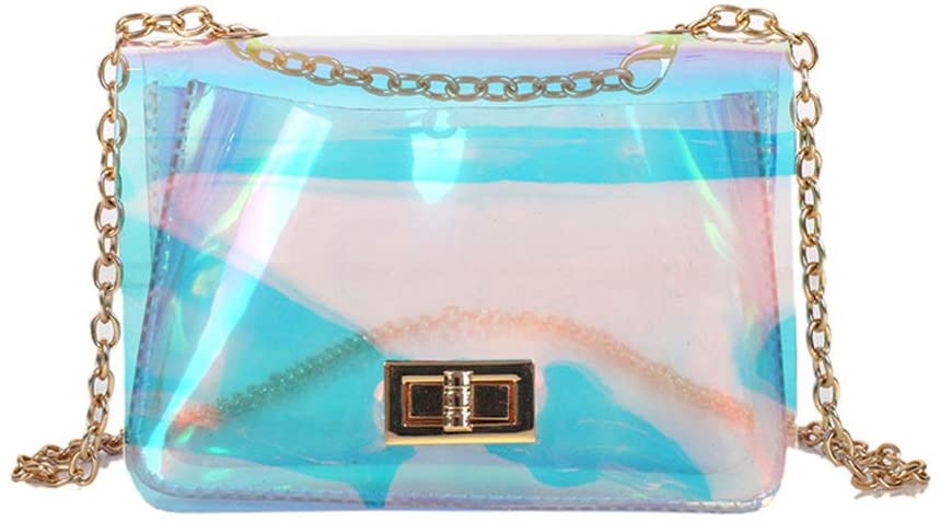 Price:$13.99 Marchome Holographic Laser Clear Crossbody Purse Shoulder Bag for Women, Hologram, Small  Handbags   