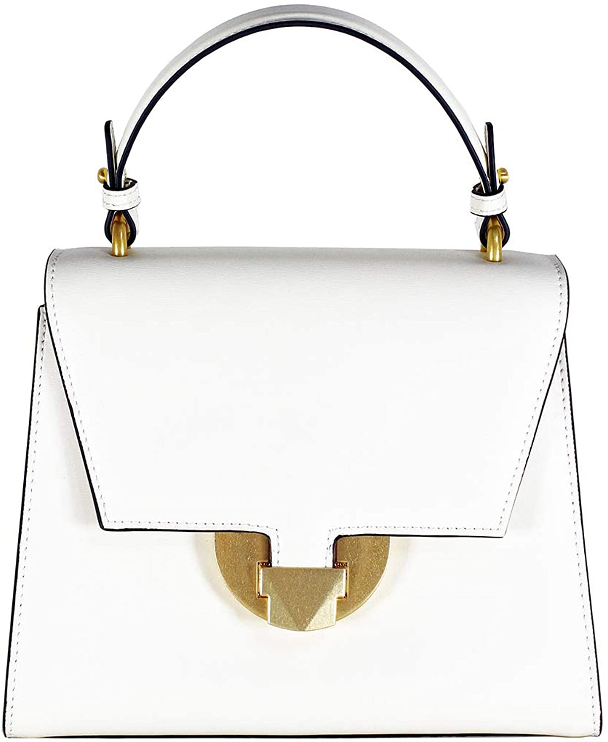 Price:$59.99    Medium Crossbody Shoulder Bag for Women Genuine Leather Top Handle Handbags Satchel Purse Off White  Clothing