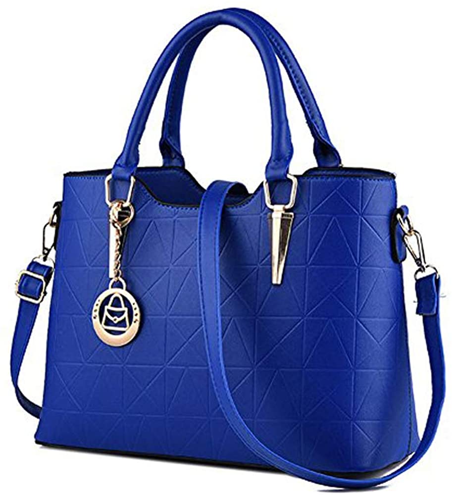 Price:$26.99    LIZHIGU Womens Leather Shoulder Bag Tote Purse Fashion Top Handle Satchel Handbags Royal Blue  Clothing