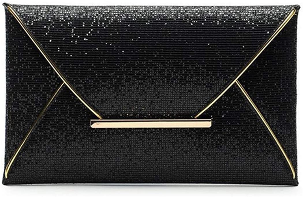 Price:$9.90 RomanticDesign Clutch Purses For Women Sequin Black Evening Bags Sparkling Shoulder Envelope Party Cross Body Handbags  Handbags   