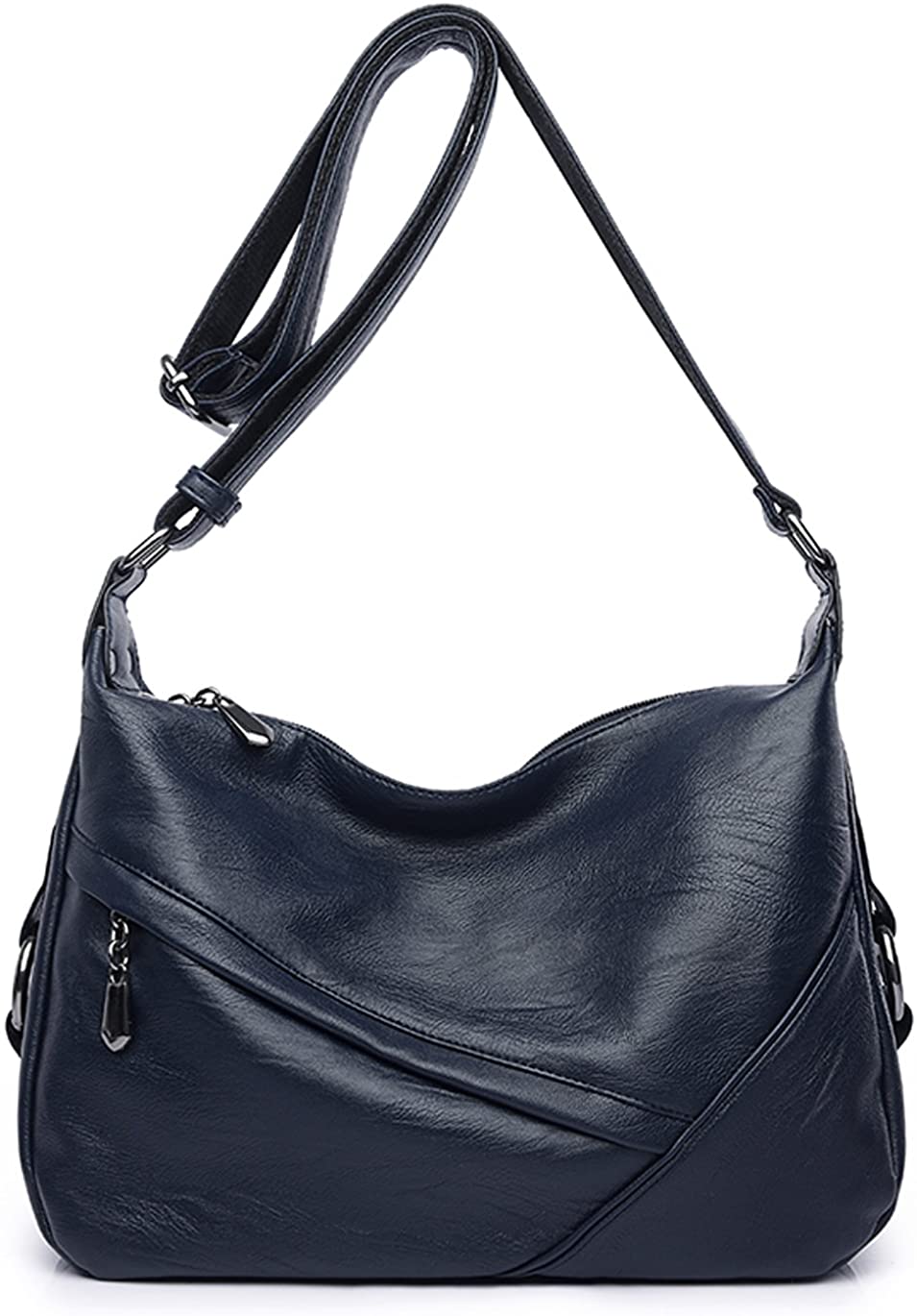 Price:$17.99    Women's Retro Sling Shoulder Bag from Covelin, Leather Crossbody Tote Handbag Dark Blue  Clothing