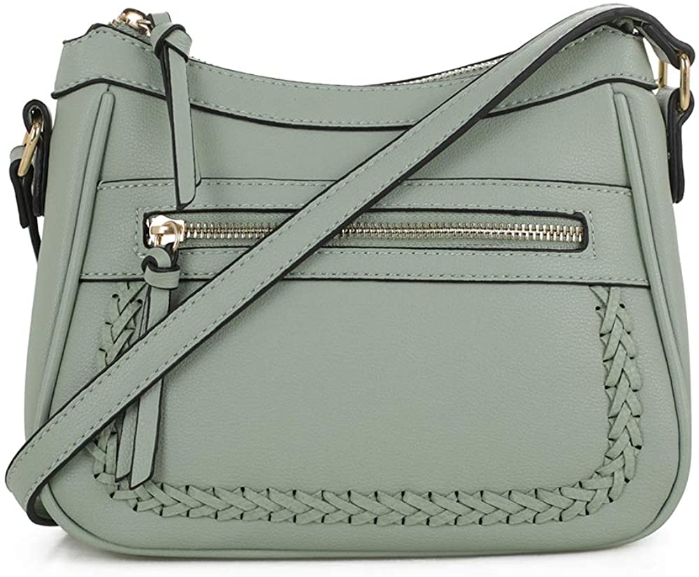 Price:$19.98 EMPERIA Elva Small Whipstitch Vegan Leather Crossbody Bags Shoulder Bag Purse Handbags for Women olive  Handbags   