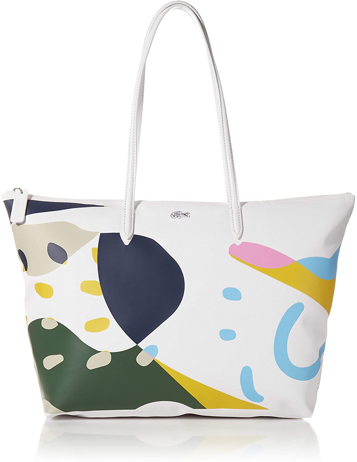 Price:$114.95    Lacoste Womens Graphic L.12.12 Large Shopping Tote Bag, Blanc Croc Multico  Clothing