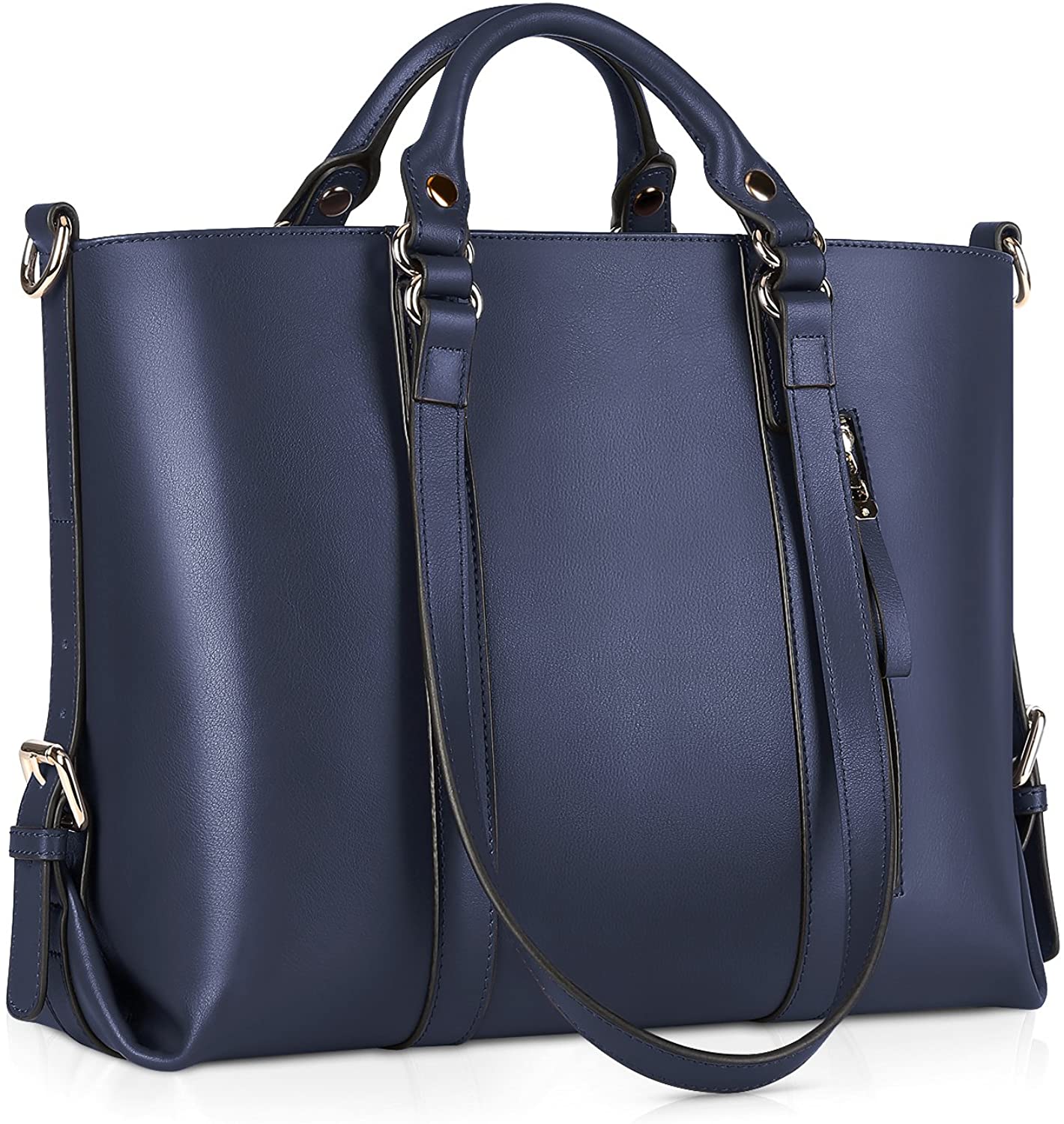 Price:$59.99    Kattee Women’s Genuine Leather Handbags for Women, Tote Bags and Cross-body Purses Dark Blue  Clothing