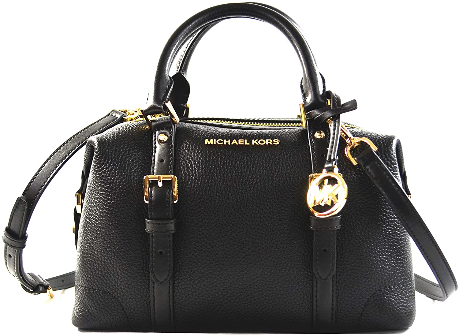 Price:$149.99    Michael Kors Women's Ginger Leather Small Duffle Satchel Shoulder Bag Purse Handbag (Black)  Clothing