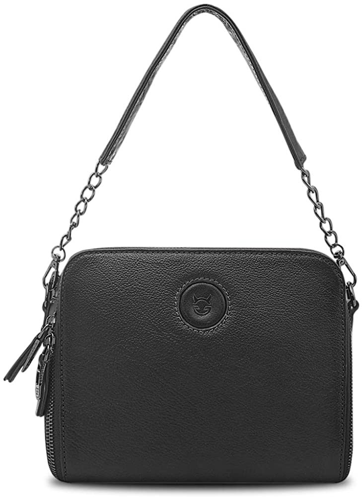 Price:$62.00 Giorgio Ferretti Casual Genuine Leather Shoulder Bag for Women with 2 Removable Belts Italian Women’s Black Genuine Leather Crossbody Bag  Handbags   