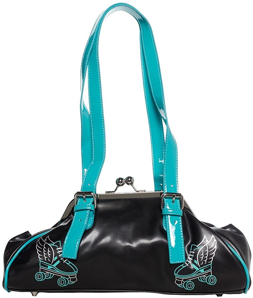 Price:$33.97    Sourpuss Flying Skate Black & Blue Purse  Clothing