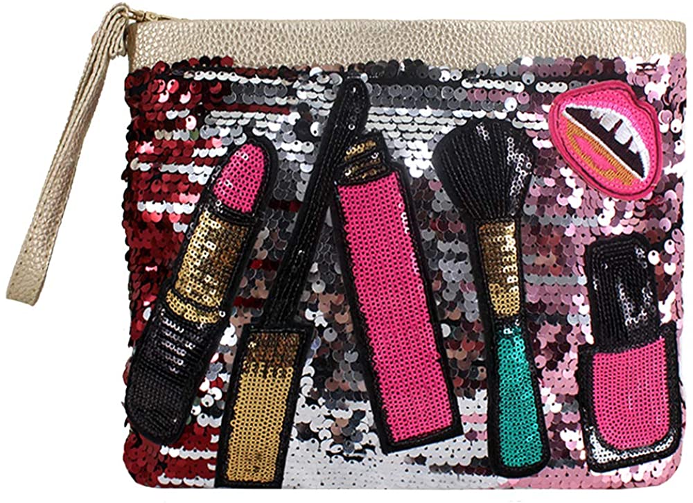 Price:$16.26 Mily Sequins Sparkle Zipper Clutch Evening Handbag Shoulder Cross-Body Bag Gold  Handbags   