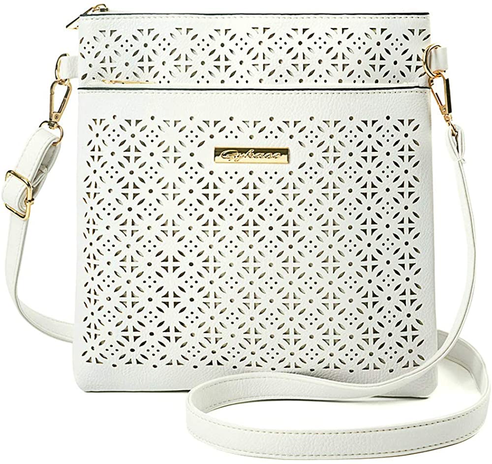 Price:$13.99 Duketea Medium Crossbody Purse for Women, Triple Zipper Crossover Shoulder Bag White  Handbags   