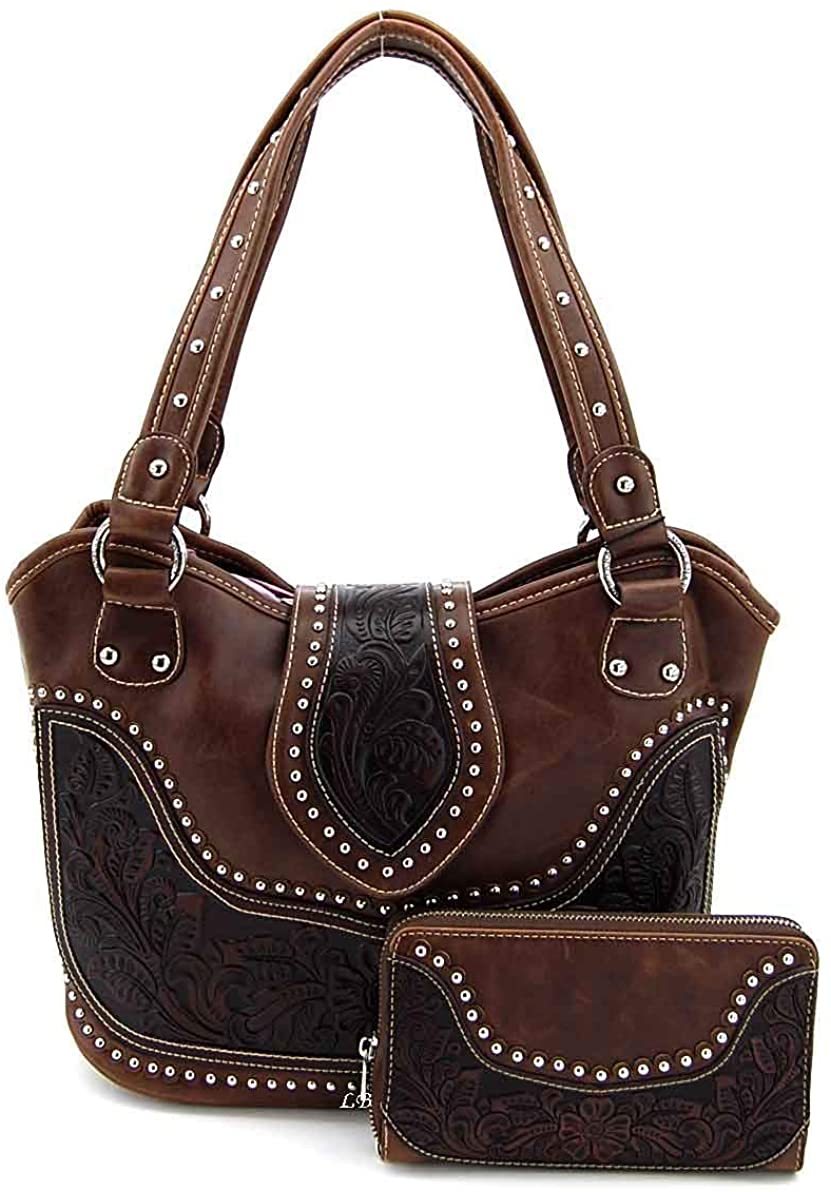 Price:$79.90 Montana West Tooling Concealed Handgun Collection Purse Wallet Set (Coffee)  Handbags   