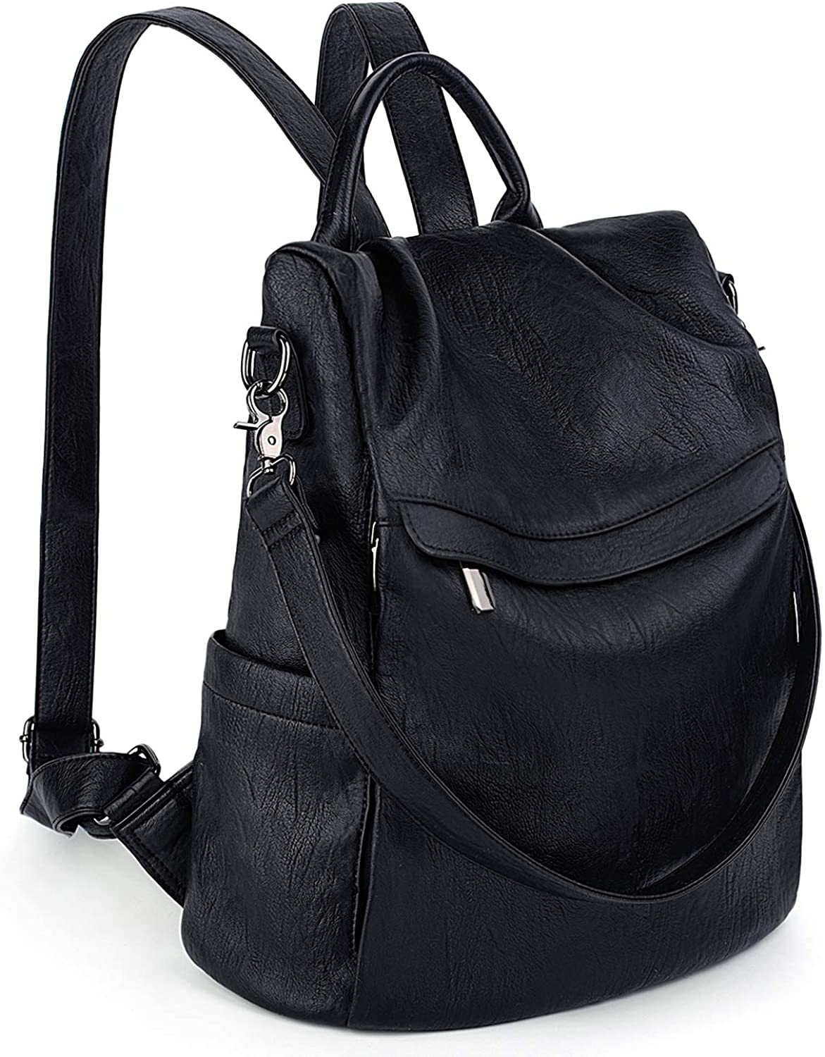 Price:$29.99    Women Anti-Theft Backpack Purse Convertible PU Leather Ladies Casual Rucksack School Shoulder Bag for Black UTO  Clothing