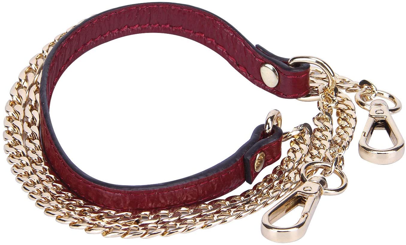Price:$10.99    VanEnjoy 12MM Replacement Chain & Genuine Leather Shoulder Crossbody Straps for Handbags Purse Bags(Purplish Red)  Clothing