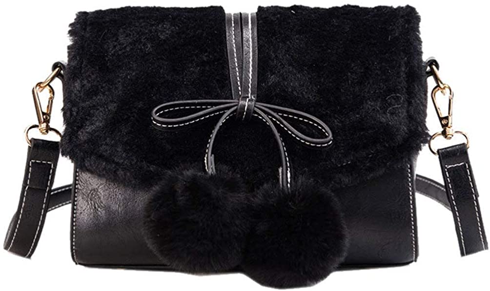 Price:$0.00 TENDYCOCO Faux Fur Crossbody Bag Fuzzy Shoulder Bag Bowknot Plush Messenger Bag for Women  Handbags   