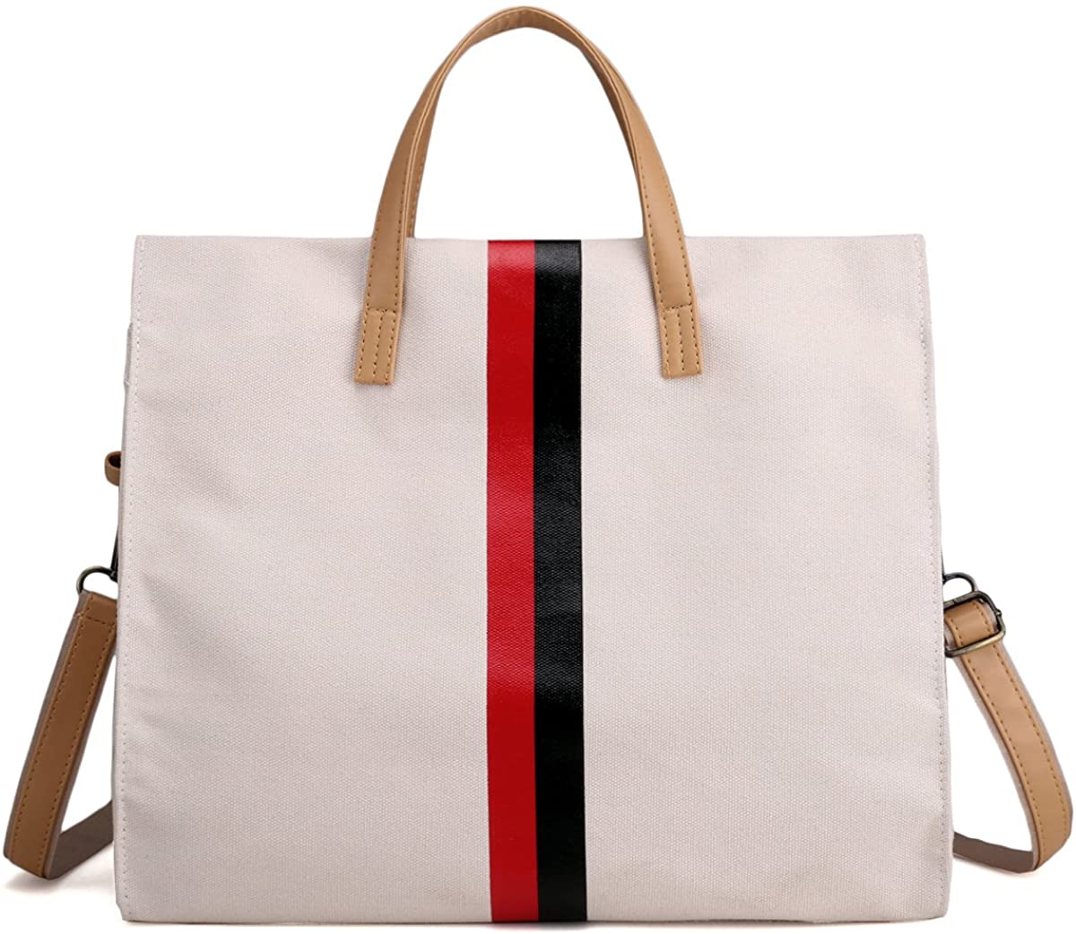 Price:$40.00 Hiigoo Women's Canvas Shoulder Bags Shopping Bag Casual Handbag Messenger Bag Large Tote (Beige)  Handbags   