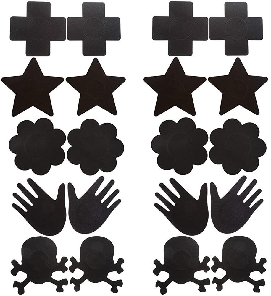 Price:$8.99 Ayliss Black 5/10 Pairs Assorted Self Adhesive Pasties Disposable Breast Petals (One Size, 10Pairs) at Amazon Women’s Clothing store