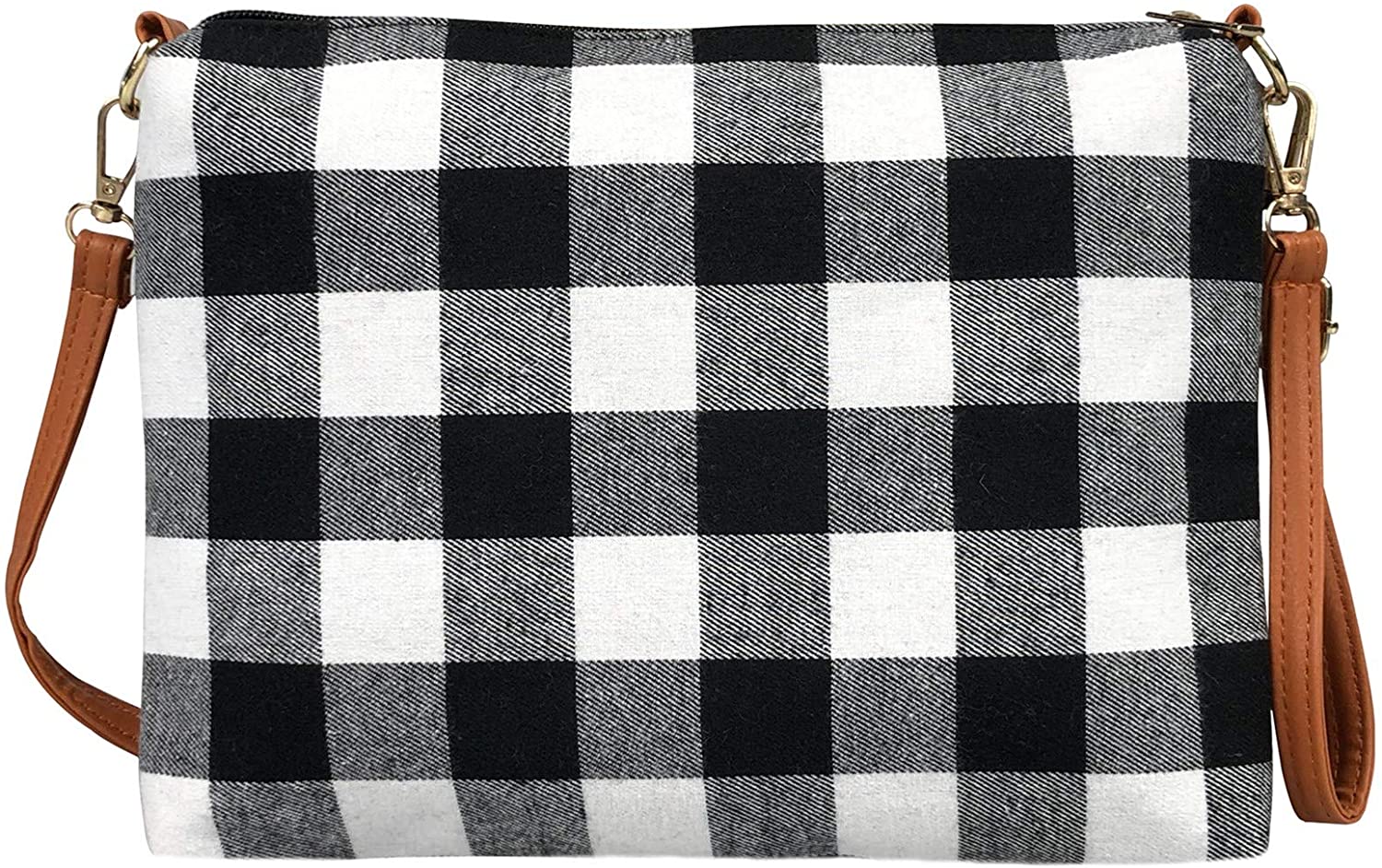 Price:$10.49 MONOBLANKS Multi Buffalo Plaid Crossbody Bag with Leather Detachable Adjustable Strap, Small Convenient Travel Zipper Shoulder Purse Wristlet (White Buffalo Plaid)  Handbags   