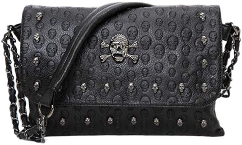 Price:$17.99 Dayfine Shoulder Bag Women Handbag Rivet Gothic Skull Bag Chain Messenger Crossbody Shoulder Bag  Handbags   