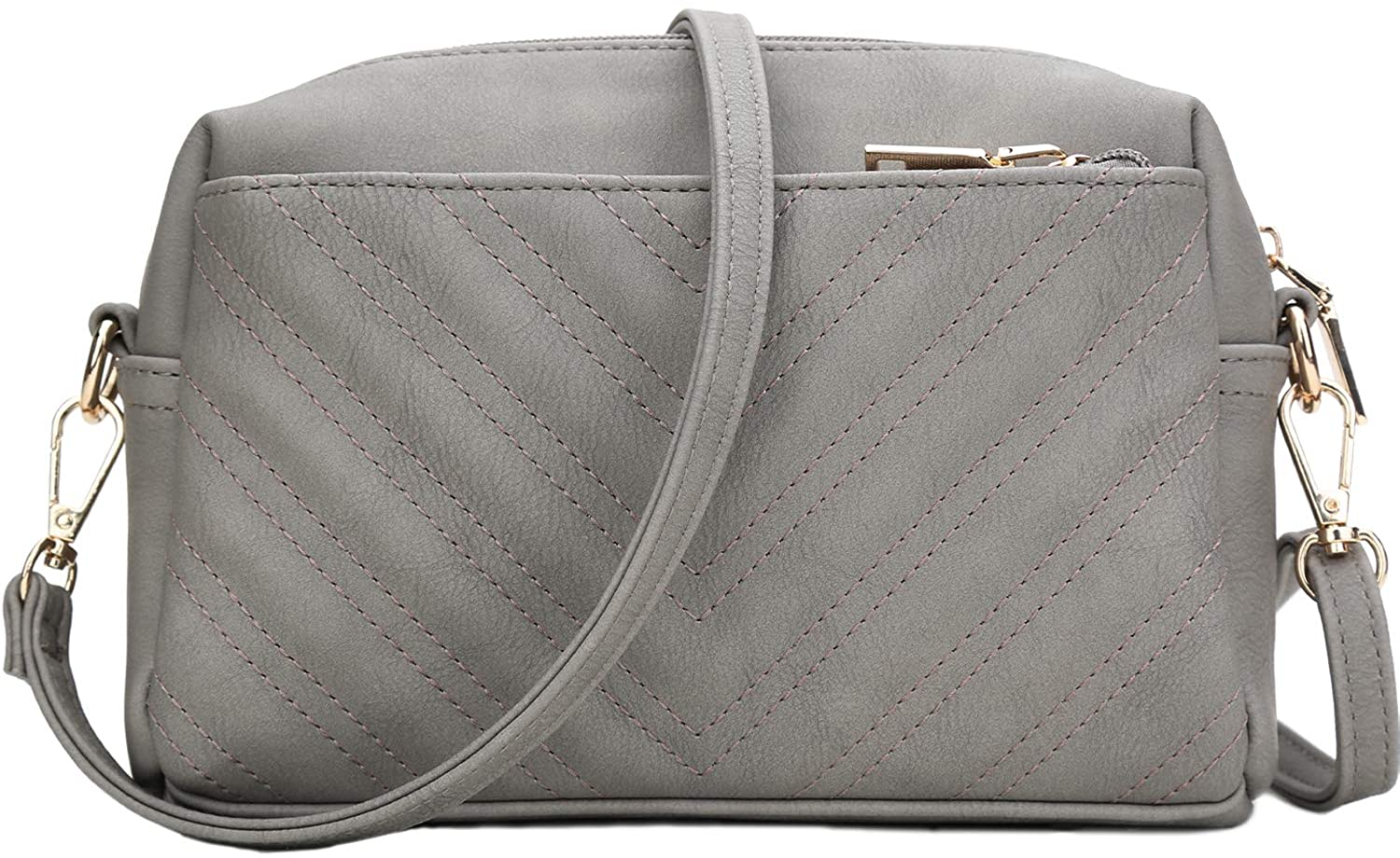 Price:$19.99 KKXIU Triple Zip Lightweight Small Crossbody Bags for Women Quilted Shoulder Purses and Handbags (Grey)  Handbags   