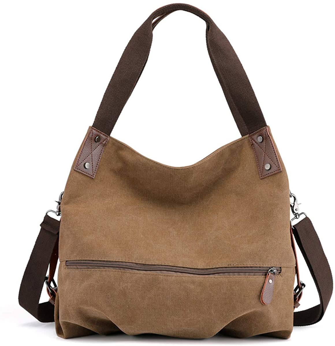 Price:$23.99    Hiigoo Women's Canvas Totes Bag Shoulder Bag Handbags Messenger Bag Crossbody Bag Big Shopping Bags (Brown)  Clothing
