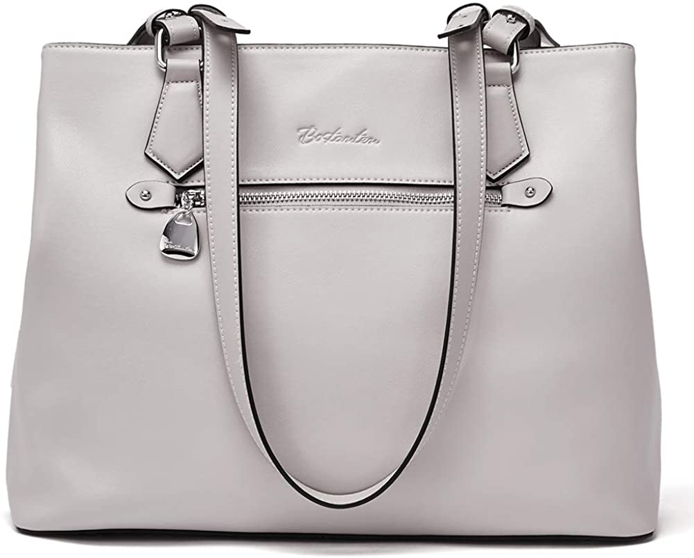 Price:$69.99 BOSTANTEN Women Handbag Genuine Leather Shoulder Bag Soft Designer Top Handle Purses Gray  Handbags   